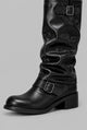 Greer | Women's Knee-High Biker Boots with Buckle Straps