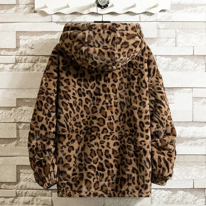 Juniper | Women's Leopard Faux Fur Jacket with Hood