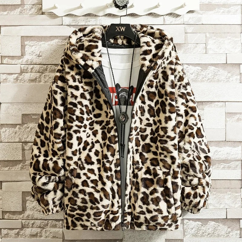 Juniper | Women's Leopard Faux Fur Jacket with Hood