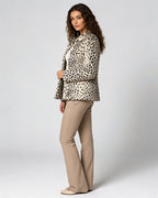 Nancy | Women's Leopard Faux Fur Jacket with Shirt Collar