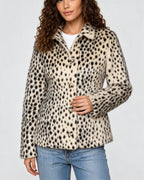 Nancy | Women's Leopard Faux Fur Jacket with Shirt Collar