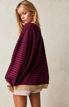 Delia | Women's Striped Sweatshirt with Contrast Trim