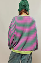 Delia | Women's Striped Sweatshirt with Contrast Trim