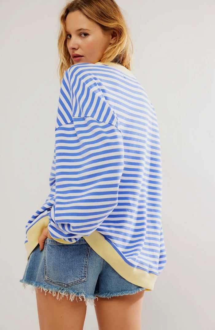 Delia | Women's Striped Sweatshirt with Contrast Trim