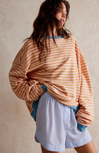 Delia | Women's Striped Sweatshirt with Contrast Trim