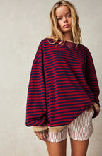 Delia | Women's Striped Sweatshirt with Contrast Trim