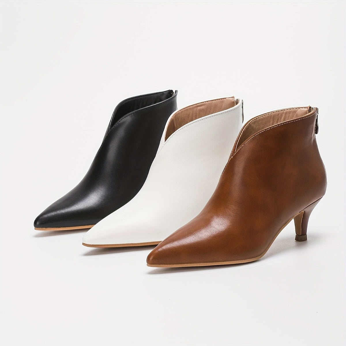 Minnie | Women's Kitten Heel Ankle Boots with Back Zip