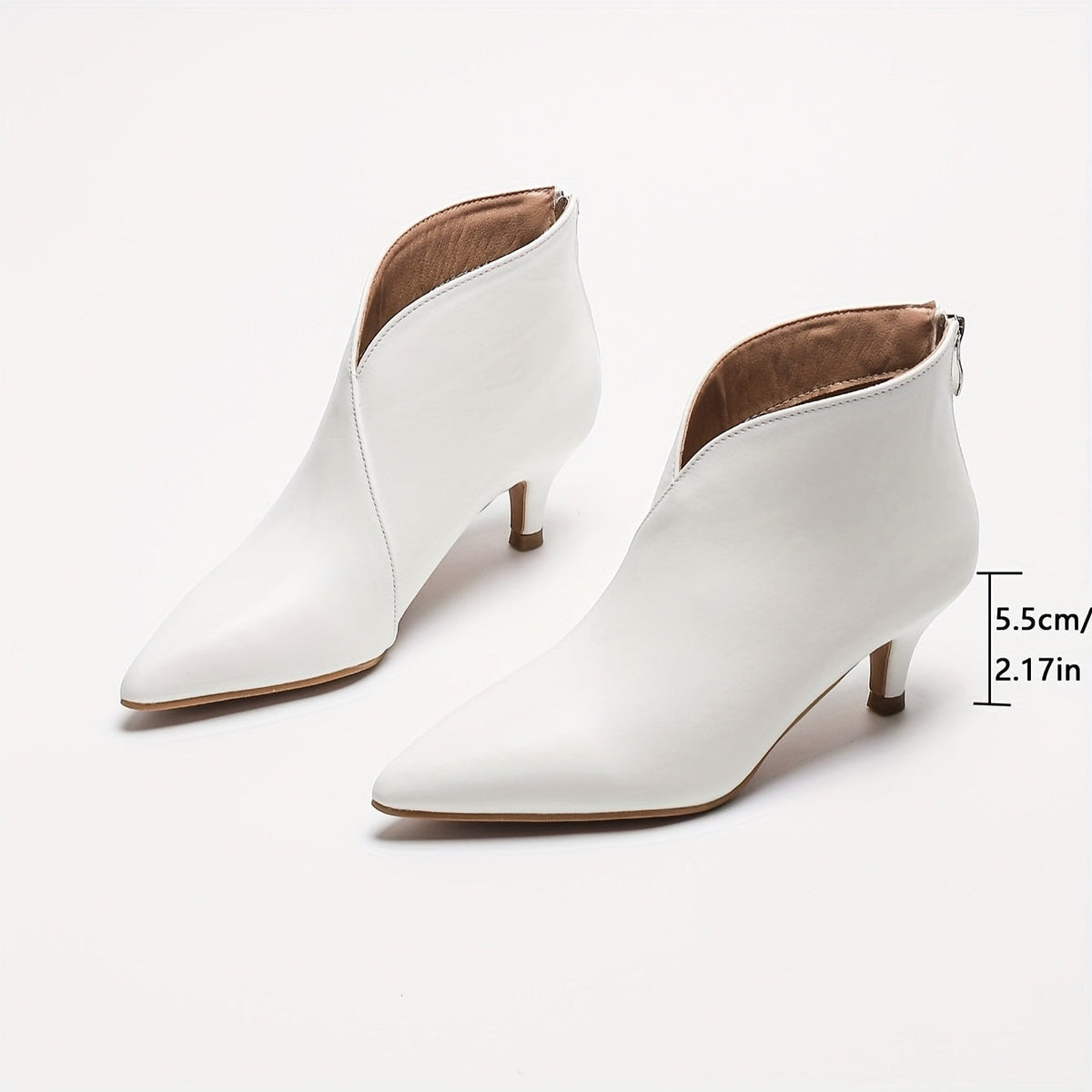 Minnie | Women's Kitten Heel Ankle Boots with Back Zip