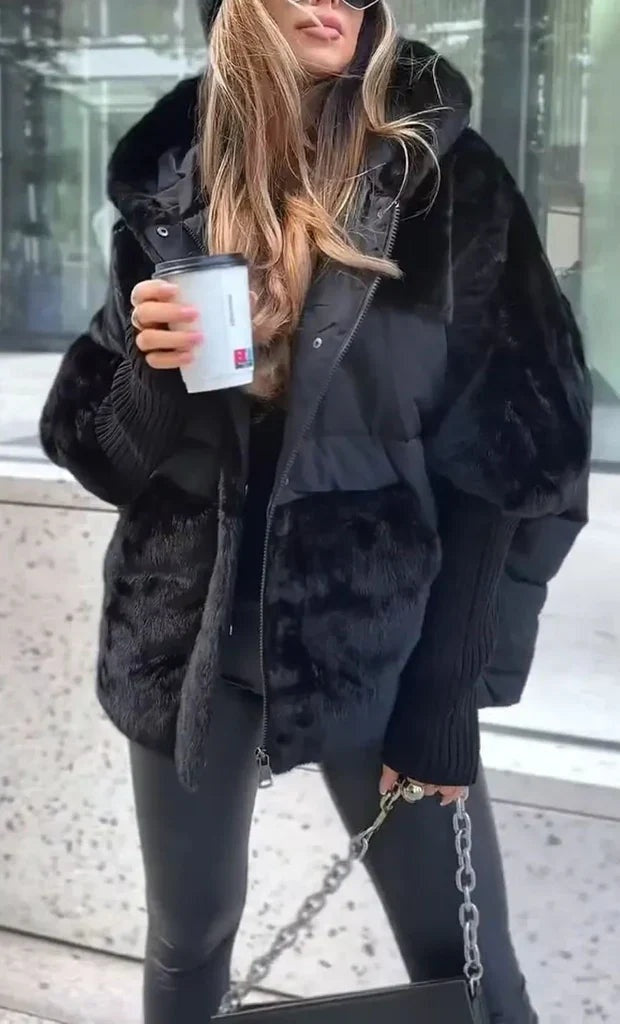 Peony | Women's Puffer Jacket with Faux Fur Trimmed Hood