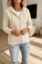 Hazel | Women's Ribbed Cardigan with Zip and Drawstring Hood