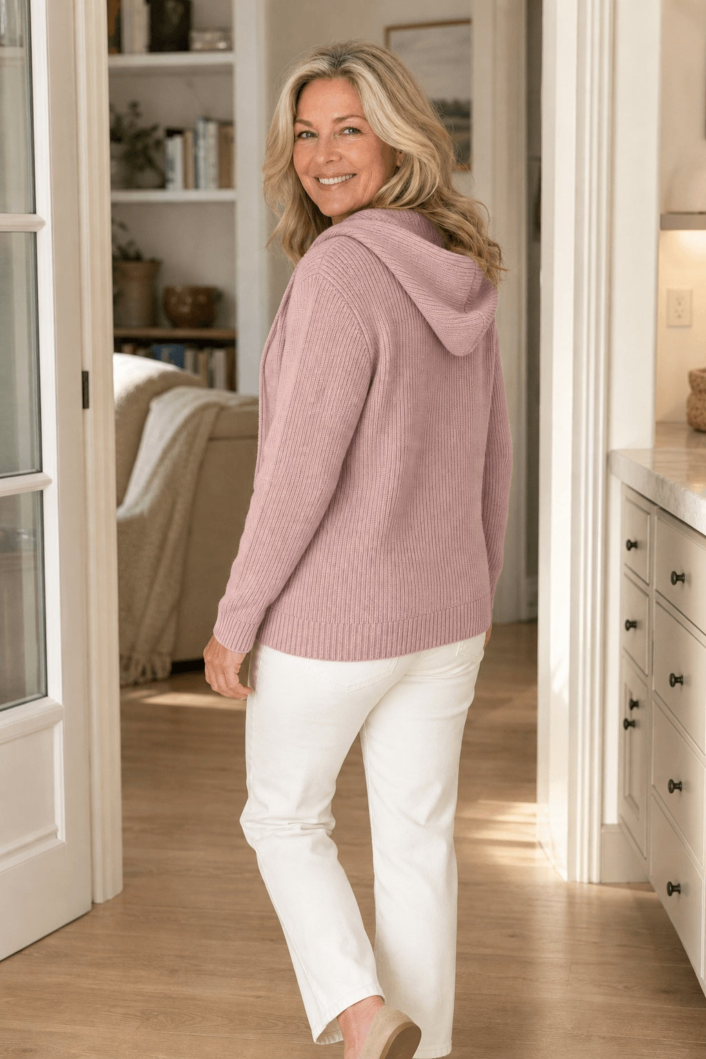 Hazel | Women's Ribbed Cardigan with Zip and Drawstring Hood