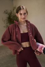 Marguerite | Women's Cropped Teddy Jacket with Stand Collar