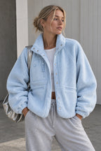 Marguerite | Women's Cropped Teddy Jacket with Stand Collar