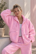 Marguerite | Women's Cropped Teddy Jacket with Stand Collar