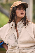 Marguerite | Women's Cropped Teddy Jacket with Stand Collar