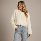 Ottoline | Women's Short Faux Fur Jacket with Round Neck
