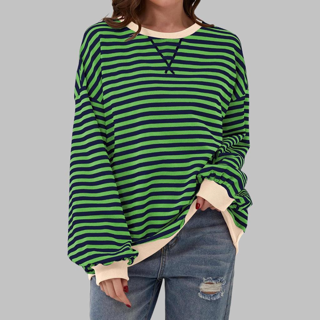 Freya | Women's Striped Sweatshirt with Round Neck