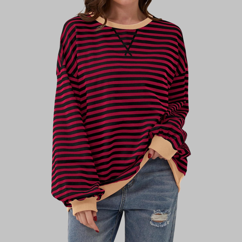 Freya | Women's Striped Sweatshirt with Round Neck