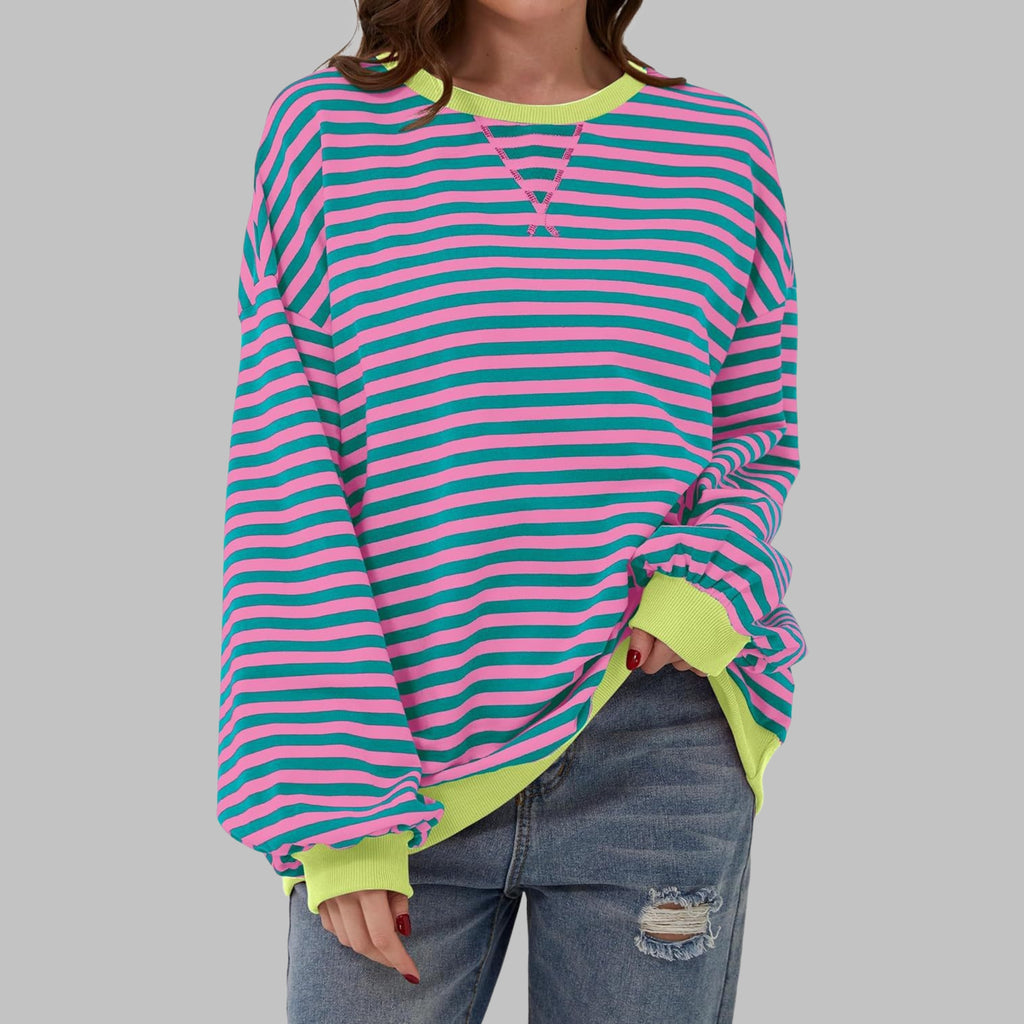 Freya | Women's Striped Sweatshirt with Round Neck