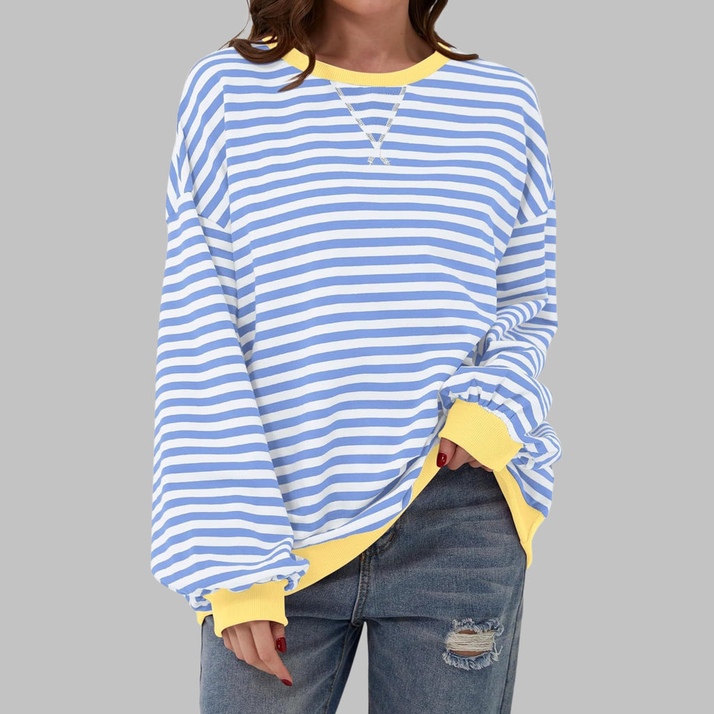 Freya | Women's Striped Sweatshirt with Round Neck