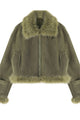Lettice | Women's Cropped Aviator Jacket with Faux Fur Collar