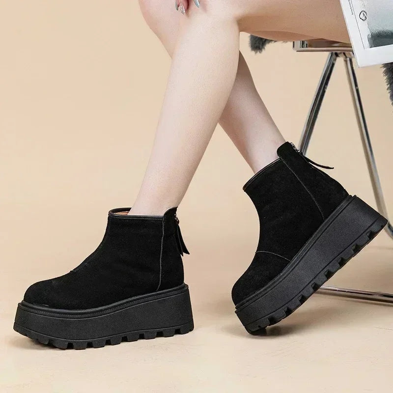 Maud | Women's Suede-Look Ankle Boots with Platform Sole