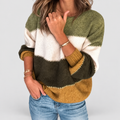 Women's Colour Block Knit Jumper with Contrast Stitching in Yellow — view 1