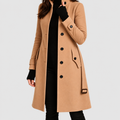 Women's High-Neck Tailored Trench Coat in Khaki — view 4