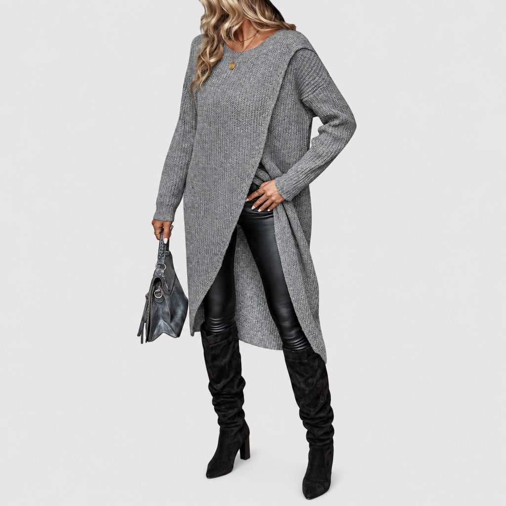 Women's Asymmetric Jumper Dress with Crossover Front — view 5