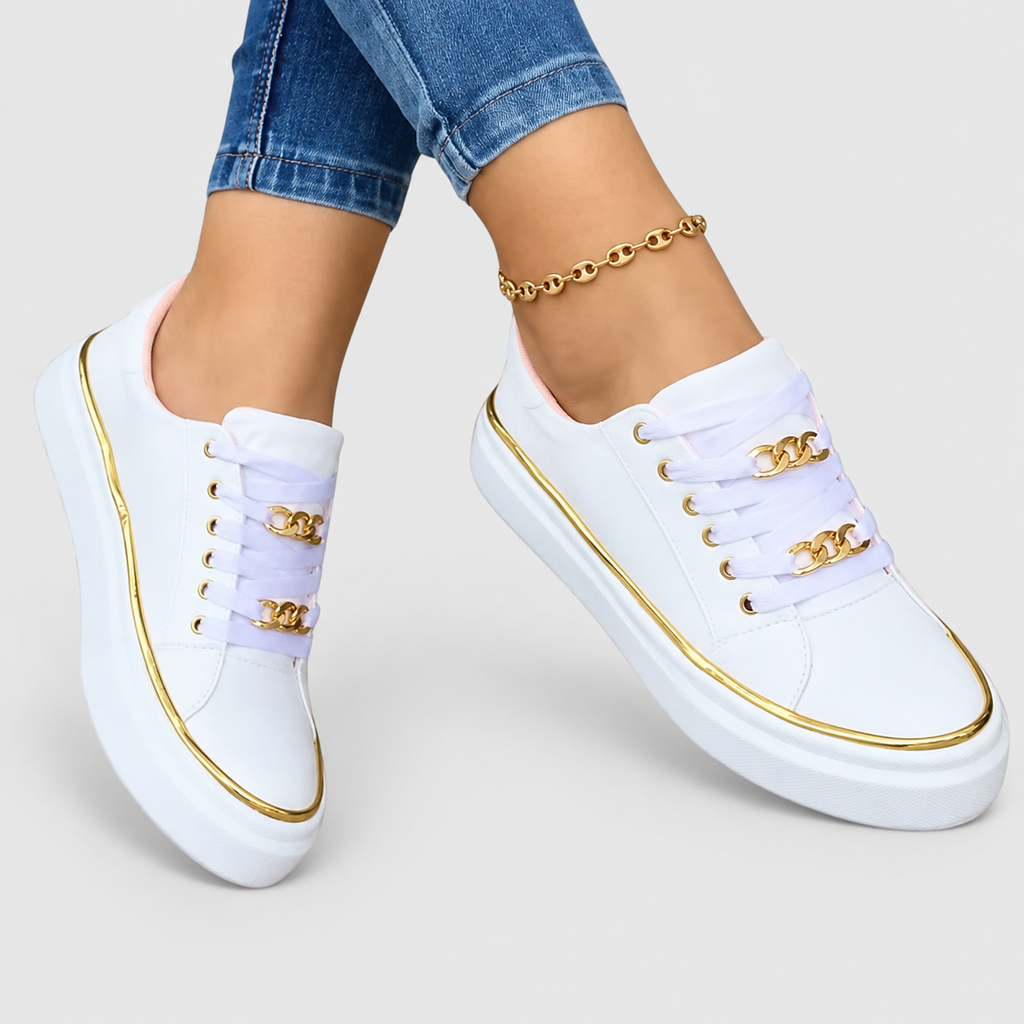 Women's Lace-Up Trainers with Chain Detail — view 2