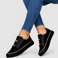 Women's Lace-Up Trainers with Chain Detail in Black — view 4